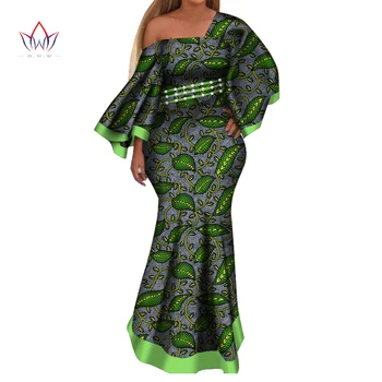 Новые Африканские Платья для женщин Bazin Riche Стиль Femme Африканская Одежда Изящная Леди Восковой Принт Плюс Размер Вечернее Платье WY4044