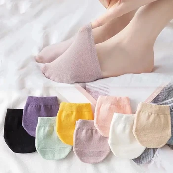 Новые нескользящие носки для передней части стопы, закрывающие носок на половину стопы, Невидимые Женские дышащие хлопчатобумажные носки ярких цветов, спортивные носки