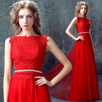 новый дизайн, сексуальное красное кружевное платье с аппликацией, вечернее платье для выпускного вечера, 2018, хрустальные пояса, vestido longo, длинный халат, вечерние платья подружек невесты