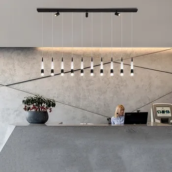 Новый СВЕТОДИОДНЫЙ подвесной светильник на стойке регистрации, Креативный подвесной светильник для ресторана, современный простой черный/кофейный конический светильник для внутреннего освещения