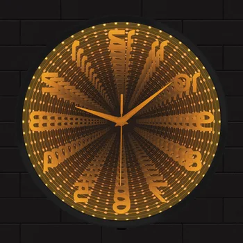 Обратный номер Бесконечное Зеркало Настенные Часы Домашний декор в гостиную Против часовой стрелки Обратный Рисунок Светодиодные часы Светятся в темноте