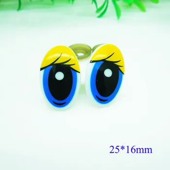 Овальные защитные глаза 25*16 мм Желтого/синего цвета, пластиковые кукольные глаза, аксессуары ручной работы для изготовления кукол-медведей, животных, кукол -100шт
