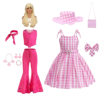 Одежда Movie Barbi для девочек, Карнавальный костюм Марго Робби, Детские платья принцесс, аксессуары для вечеринки на Хэллоуин, para mujer