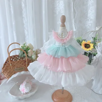 Одежда для куклы BJD подходит для размера 1/3 1/4 1/6, красочное платье с юбкой-тортом с длинными рукавами, аксессуары для куклы