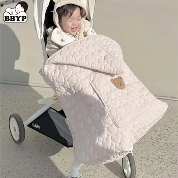 Одеяло для детской коляски Зимняя накидка Одеяло Для новорожденных Гендерно нейтральное Одеяло с мультяшной вышивкой Одеяла для колясок Спальный мешок