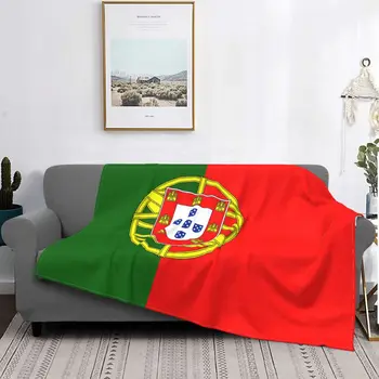 Одеяло с рисунком флага Португалии Фланелевый принт Дышащее теплое одеяло для кровати На открытом воздухе