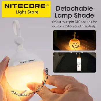 Оптовая продажа Nitecore Bubble Camping Lantern Настольный ночник для чтения 100LMs Портативный светодиодный светильник со съемным абажуром Аварийные лампы для палатки