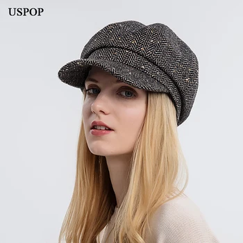 Осенние кепки USPOP, женские восьмиугольные шляпы с блестками, кепка газетчика, кепка с козырьком