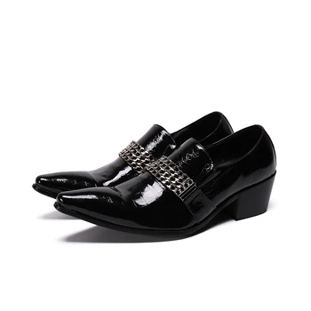 Официальная обувь в британском стиле, увеличивающая рост, Элегантная черная Банкетная обувь большого размера, Классическая мужская деловая обувь из натуральной кожи