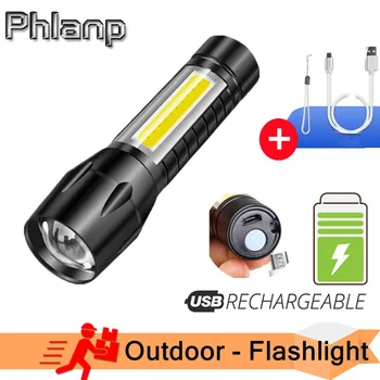 Перезаряжаемый USB светодиодный фонарик, мощный Портативный мини-фонарь, Светодиодный рабочий светильник с зумом, XPE Flash Light, Ультра мощный фонарик
