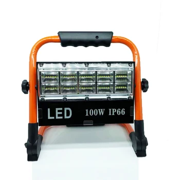 Перезаряжаемый светодиодный рабочий светильник 100 Вт, супер яркий водонепроницаемый прожектор, Портативные рабочие светильники с подставкой для кемпинга, гаража, мастерской