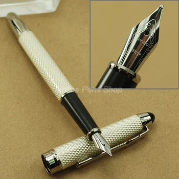 Перьевая ручка Jinhao из белого и серебристого металла с наконечником 0,5 мм JF001