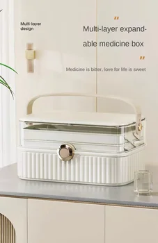 Пластиковая портативная двухслойная Аптечка, Портативная коробка для экстренной медицинской помощи, Маленькая аптечка в больнице, Бытовая коробка для хранения