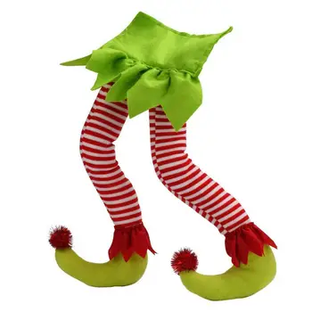 Плюшевые ножки Эльфа Для рождественских украшений, Свисающие ножки Санта-Клауса, Торчащие из туловища, Ножка Эльфа Санта-Клауса, Рождественский декор для