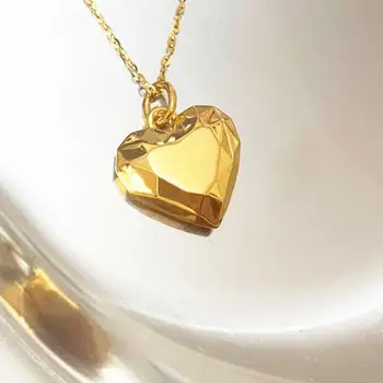Подвеска из чистого желтого золота 18 Карат, Женское ожерелье с золотым сердечком AU750, подвеска 1шт