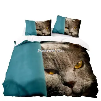 Пододеяльник с рисунком задумчивого кота 160x200 наволочка 3 шт., 228x228 пододеяльник, покрывало для одеяла, очень большой комплект постельного белья с HD печатью