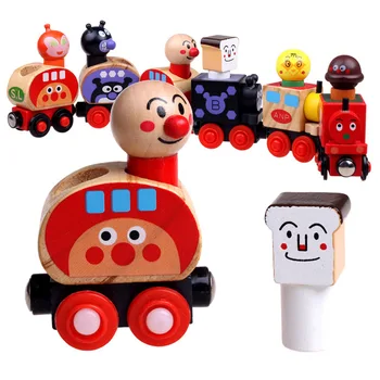 Популярная деревянная магнитная модель поезда для хлеба в форме куклы, тянущая детский игрушечный автомобиль