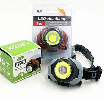 Портативная светодиодная фара COB для кемпинга, фара для ночной рыбалки, головной фонарь, мини-головной фонарь, головной фонарик, 3 батарейки типа ААА