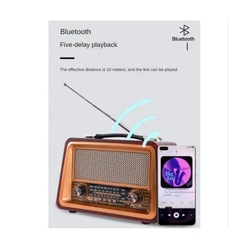Портативное Деревянное ретро-радио, Беспроводные Bluetooth-колонки, Hi-FI Стерео AM/FM-радиоплеер, USB TF AUX MP3, цвет желтого дерева