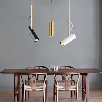 Прикроватные подвесные светильники в скандинавском дизайне, белый, черный, золотой светильник, вращающийся светодиодный подвесной светильник, точечный светильник для кухни ресторана