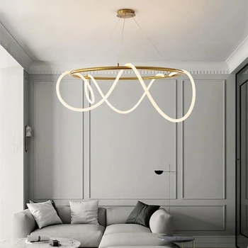 Примечание Кривая светодиодная трубка, потолочная люстра для обеденного стола, гостиной, украшения для современного домашнего декора, Подвесная лампа, освещение
