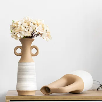 Приятная ваза, легкие роскошные декоративные украшения для гостиной, керамическая ваза, оригинальная деревянная ваза