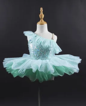 Профессиональная Балетная юбка для танцев, Детское Синее Балетное платье-пачка с лебедем Без рукавов, юбка для шоу-балета для девочек
