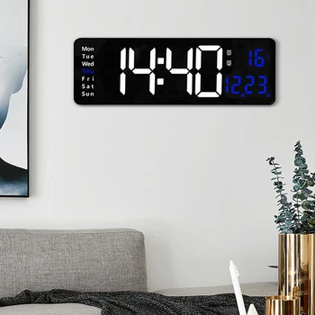 Прямоугольные Скандинавские светодиодные настенные часы, настенные Часы для гостиной, домашней спальни, кабинета, Большой экран, десять уровней регулировки яркости