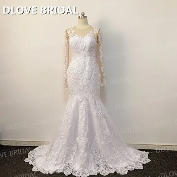Расшитое бисером кружевное свадебное платье Русалки с длинными рукавами, высококачественные свадебные платья на заказ от фабрики