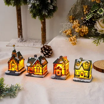 Рождественские украшения из люминесцентной смолы, Украшение Рождественского дома, Микроландшафт, Подарочные украшения для рождественского снежного дома