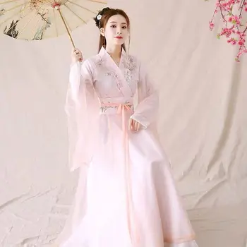 Розовый Традиционный танцевальный костюм Ханфу в Китайском стиле, Одежда Принцессы Династии Хань, Восточные Сказочные платья Династии Тан, Наряд
