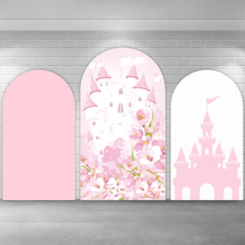 Розовый Фон в виде арки замка, Настенный чехол Chiara для принцессы, украшение для вечеринки в честь Дня рождения Девочки, Баннер, Фон для фотосессии, Двойная сторона