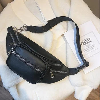 Роскошная Женская поясная сумка из натуральной кожи, черная женская нагрудная сумка через плечо с цепочкой, женская сумка-мессенджер через плечо, сумка-тоут
