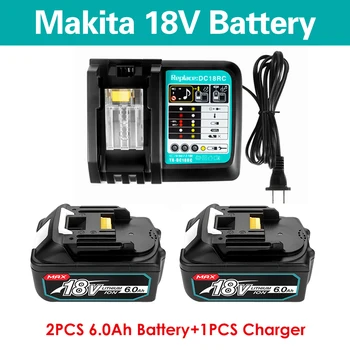 С Зарядным устройством BL1860 Аккумуляторные батареи18v 6000 мАч Литий-ионный для Makita 18v Аккумулятор 6Ah BL1840 BL1850 BL1830 BL1860B LXT400