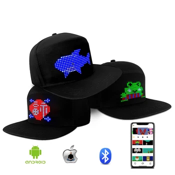 Светодиодная светящаяся шляпа, креативные Bluetooth, сияющие Экранные колпачки, Многоязычный дисплей, Рекламная кепка, Декоративная шляпа для выпускного вечера, Редактируемая