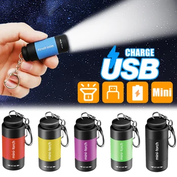 Светодиодный мини-фонарик Портативный USB Перезаряжаемый карманный брелок-фонарик Водонепроницаемый Походный фонарь для кемпинга на открытом воздухе