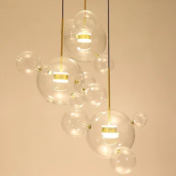 Скандинавский постмодернистский подвесной светильник в стиле арт-деко, стеклянные пузырьки, глобус, подвесной светильник 90-260 В, прикроватные кухонные подвесные светильники