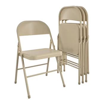 Складное кресло из стали с опорами (4 комплекта), бежевый