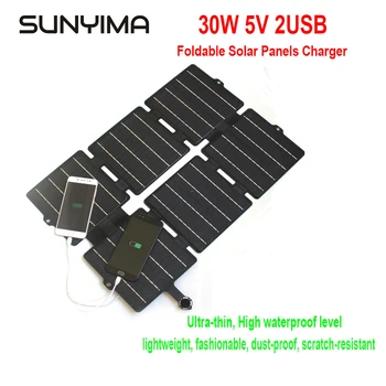 Складное солнечное зарядное устройство SUNYIMA 30 Вт USB 5 В DC 12 В, Водонепроницаемая портативная сумка на солнечной батарее, мобильная мощность для кемпинга на открытом воздухе, пеших прогулок