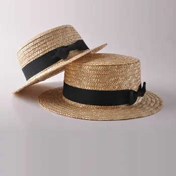 Соломенные шляпы от Солнца для родителей и детей в стиле Бохо, Летняя Пляжная Уличная шляпа Для женщин и девочек С бантом, Плоские широкие кепки для пляжных путешествий, Защита от Солнца