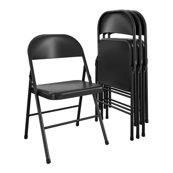 Стальной складной стул (4 упаковки), черная уличная мебель, кресло для конференций