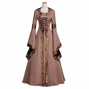 Сшитое на заказ женское платье для косплея, винтажное викторианское средневековое платье с капюшоном, косплей на Хэллоуин, карнавальная вечеринка