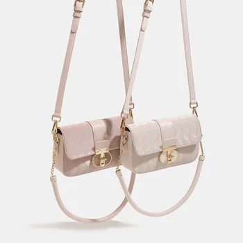 Увядшая французская Винтажная Квадратная сумка для подмышек, Офисная женская Элегантная Розовая Текстурная сумка для пригородных поездок, женская сумка через плечо