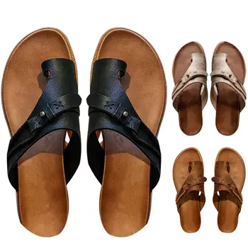 Уличные сандалии для женщин, Летние винтажные пляжные сандалии, Повседневная пляжная обувь на платформе с открытым носком, Роскошные стильные противоскользящие тапочки