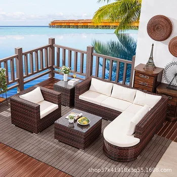 Уличный диван для отдыха на балконе, офис продаж во дворе виллы, мебель из ротанга lazyman, небольшой бытовой диван из ротанга