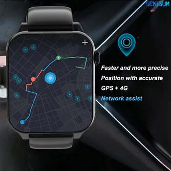 Умные часы GPS LTE 4G Смарт-часы Android 9 4g 64GB SIM-карта WiFi Двойная Камера 1000mAh Аккумулятор 2022 Мужские Часы с Экраном 1,99 Дюйма