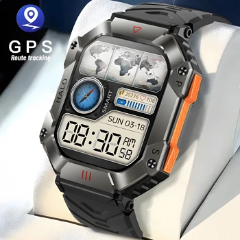 Умные часы Для мужчин, большая батарея Емкостью 650 мАч, Фитнес-трекер, Компас, пульсометр, IP67, водонепроницаемый Bluetooth-вызов, Спортивные Военные Умные часы