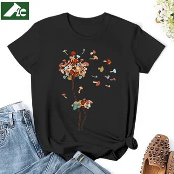 Футболки FLC из 100 хлопка с одуванчиками и грибами, женская одежда, Летние повседневные топы в стиле Харадзюку, Мужские футболки с графическим рисунком, Размер США