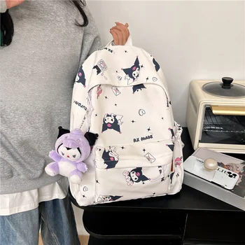 Школьная сумка Sanrio kuromi для девочек, рюкзак для старшеклассниц, рюкзак большой емкости, женский школьный рюкзак для студентов колледжа