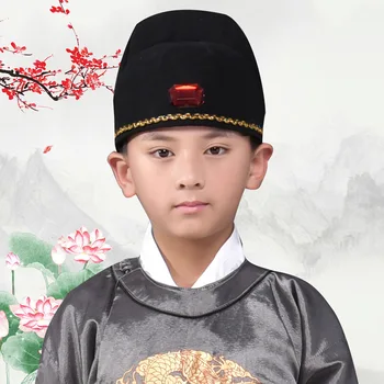 Шляпа Hanfu, китайская традиционная шляпа, Мужские головные уборы для взрослых, детское Древнее платье, головные уборы Hanfu, черная шляпа